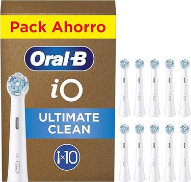 Oral-B Series iO Ultimate Clean Cabezales De Recambio Originales, Pack de 10 Recambios Blancos Para Cepillos De Dientes Eléctricos Oral-B iO, Eliminación Profunda De La Placa Bacteriana
